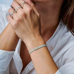Bracelet élastique Trois tours en Argent - Perles Miyuki rose turquoise TAILLE M