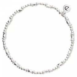 Bracelet élastique en Argent - Perles, rectangles diamantés & rondelles - DORIANE Bijoux