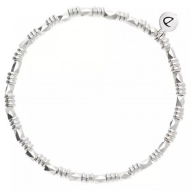 Bracelet élastique en Argent - Rectangles diamantés & rondelles - DORIANE Bijoux