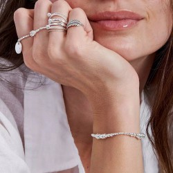 Bracelet élastique en Argent - Perles, boules, tubes & Rondelles TAILLE M
