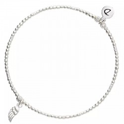 Bracelet élastique en Argent - Perles, boules, mini-tubes & Pendentif petite aile - DORIANE Bijoux