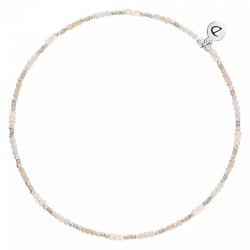 Chevillère élastique fine en Argent - Perles Miyuki beige & écru - DORIANE Bijoux