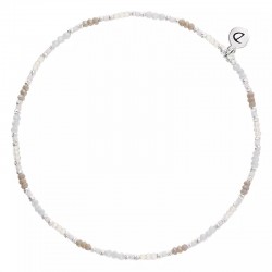 Chevillère élastique fine en Argent - Perles Miyuki rose, beige & gris - DORIANE Bijoux