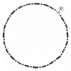 Chevillère élastique fine en Argent - Perles & Miyuki noires - DORIANE Bijoux