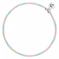 Bracelet élastique en Argent - Perles & Miyuki turquoise rose - DORIANE Bijoux