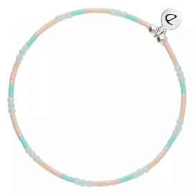 Bracelet élastique en Argent - Perles & Miyuki turquoise rose - DORIANE Bijoux