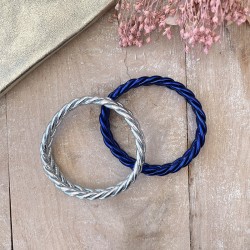 Bracelet Jonc BOUDDHISTE Chance amour fortune tressé - Bleu navy TAILLE M