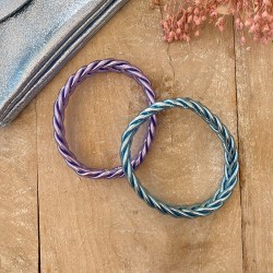 Bracelet Jonc BOUDDHISTE Chance amour fortune tressé - Lilas TAILLE S