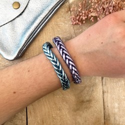 Bracelet Jonc BOUDDHISTE Chance amour fortune tressé - Lilas TAILLE S