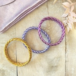 Bracelet Jonc BOUDDHISTE Chance amour fortune tressé - Lilas TAILLE S