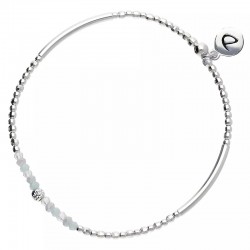 Bracelet élastique Flirting en Argent - Tubes & Perles bleu clair gris DORIANE BIJOUX
