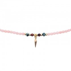 Collier bracelet 3 tours pendentif SPIKE Gold Rose Guimauve & Pierres