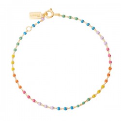Bracelet chaîne fine plaqué or & Perles de résine multicolores THEMA