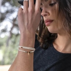Collier bracelet 3 tours pendentif SPIKE Gold Vanille & Pierres