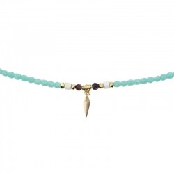 Collier bracelet 3 tours pendentif SPIKE Gold Turquoise & Pierres