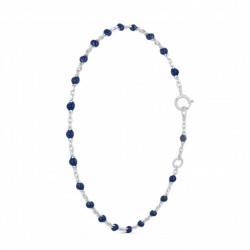 Bracelet chaîne fine argent & Perles de résine bleu marine - ENOMIS//THEMA