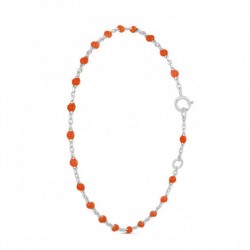 Bracelet chaîne fine argent & Perles de résine orange - ENOMIS//THEMA