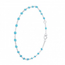 Bracelet chaîne fine argent & Perles de résine turquoise - ENOMIS//THEMA