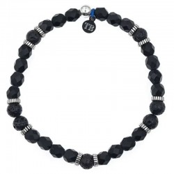 Bracelet GENTLEMAN XL Noir mat - Perles de Bohème & Pierres de Lave TETES BLONDES