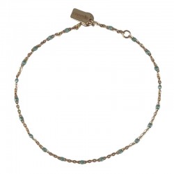 Bracelet chaîne fine maille fantaisie or & Perles de résine turquoise - ENOMIS//THEMA