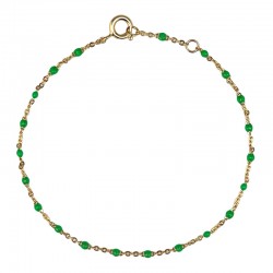 Bracelet chaîne fine maille fantaisie or & Perles de résine vert fluo - ENOMIS//THEMA
