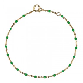 Bracelet chaîne fine maille fantaisie or & Perles de résine vert fluo - ENOMIS//THEMA
