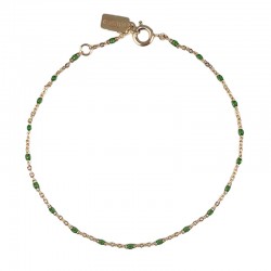 Bracelet chaîne fine maille fantaisie or & Perles de résine vert translucide - ENOMIS//THEMA