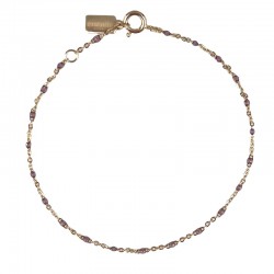 Bracelet chaîne fine maille fantaisie or & Perles de résine violet translucide - ENOMIS//THEMA