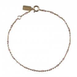 Bracelet chaîne fine plaqué or & Perles de résine rose clair