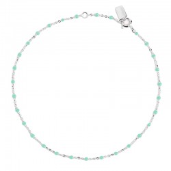 Bracelet chaîne fine argent & Perles de résine vert pâle - ENOMIS//THEMA