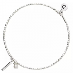 Bracelet élastique en Argent - Perles boules, barre & Perle nacrée - DORIANE Bijoux