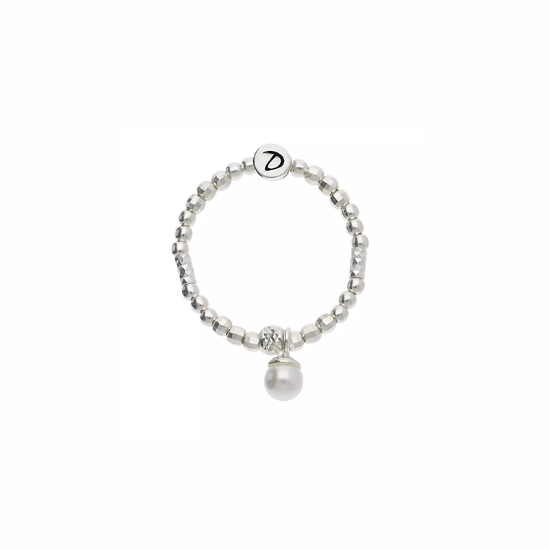 Bague fine élastique perles en Argent - Perles, tubes & Perle nacrée - DORIANE Bijoux