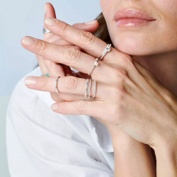 Bague fine élastique perles en Argent - Perles, tubes & Perle nacrée TAILLE M