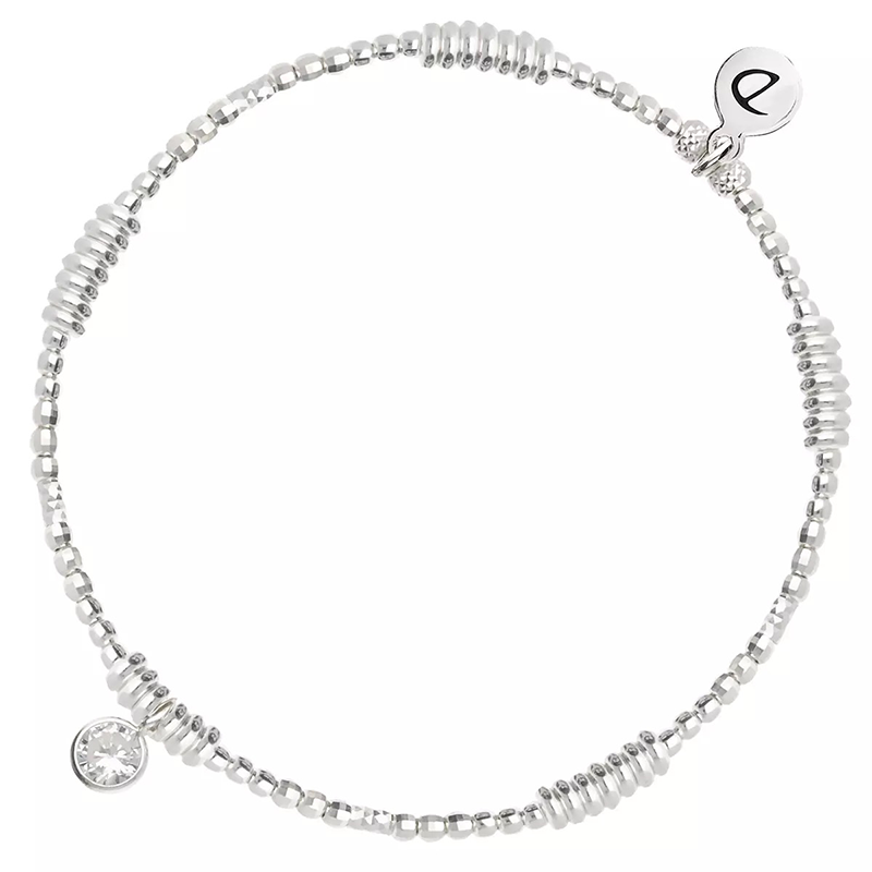 Bracelet élastique en Argent - Perles, tubes, rondelles & Zircon blanc - DORIANE Bijoux