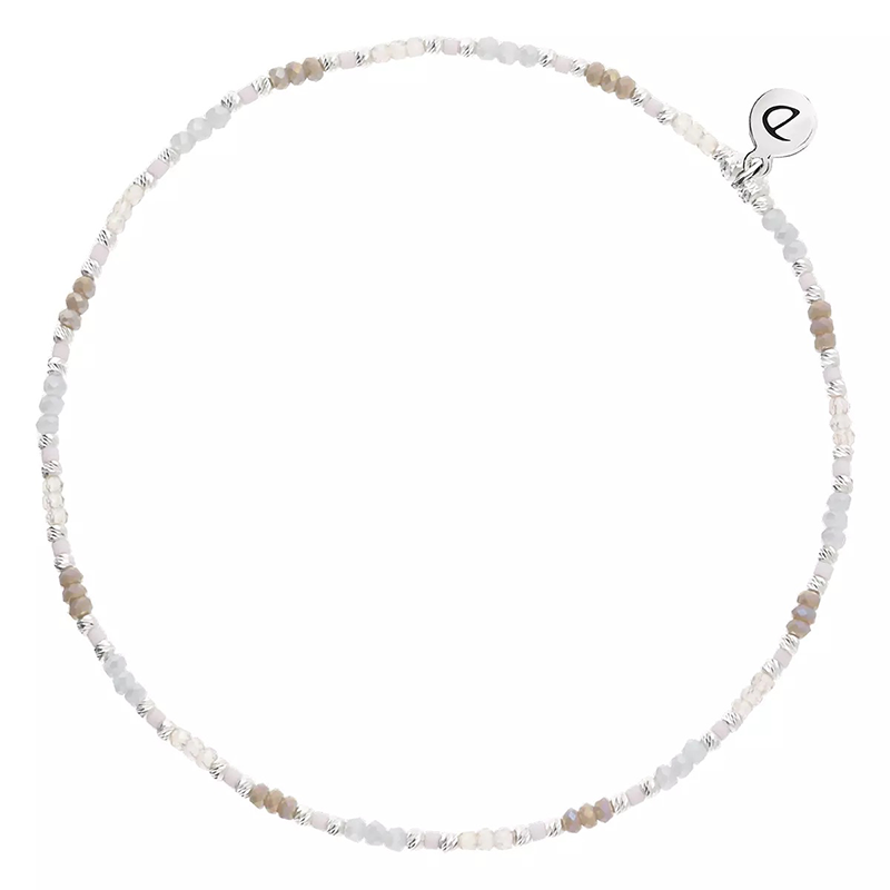 Chevillère élastique fine en Argent - Perles Miyuki rose, beige gris - DORIANE Bijoux