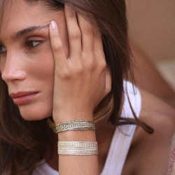 Bracelet fin ajustable NERRY Gold - Fils d'or tressés