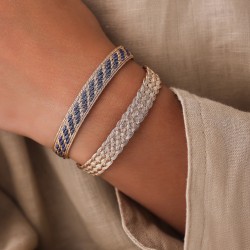 Bracelet fin ajustable BOX Gold Silver - Fils d'or tressés
