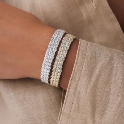 Bracelet fin ajustable BOX Gold Silver - Fils d'or tressés