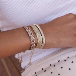 Bracelet ajustable EYA Gold Silver - Fils d'or tressés argent & or
