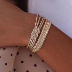 Bracelet ajustable KNOT Gold & Silver - Fils d'or tressés argent & or