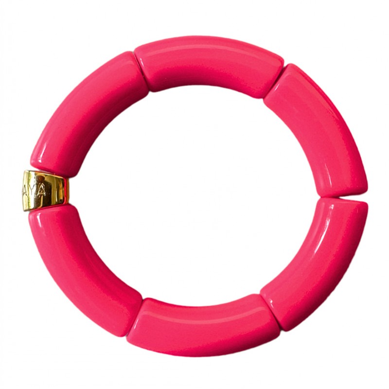 Bracelet jonc élastiqué CARNAVAL MONO 2 Uni - Rose fluo brillant PARABAYA