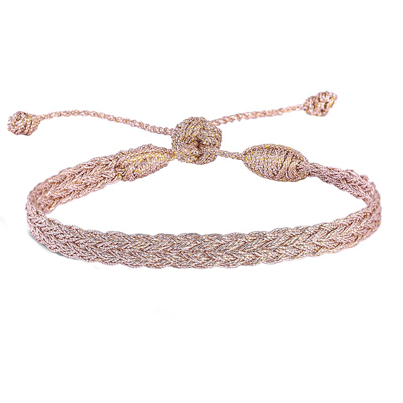 Bracelet fin ajustable ZYN Rose Gold - Fils d'or tressés or rose MAAYAZ