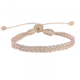 Bracelet ajustable ZYN Gold & Silver - Fils d'or tressés argent et or MAAYAZ