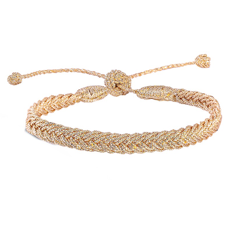 Bracelet fin ajustable EYA Gold - Fils d'or tressés dorés Maayaz Bracelet fin ajustable EYA Gold - Fils d'or tressés dorés Maayaz