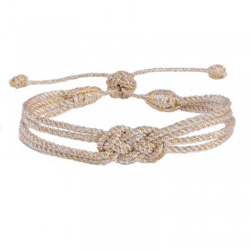 Bracelet ajustable KNOT Gold & Silver - Fils d'or tressés argent & or MAAYAZ