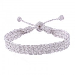 Bracelet fin ajustable BOX Silver - Fils d'or tressés - Maaÿaz