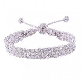 Bracelet fin ajustable BOX Silver - Fils d'or tressés - Maaÿaz