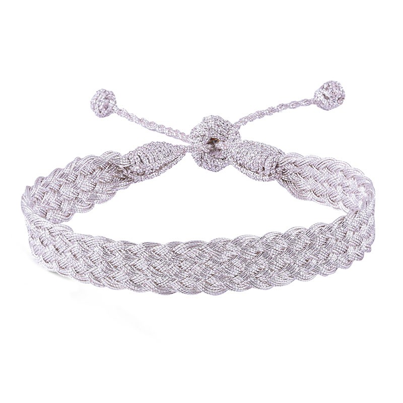 Bracelet fin ajustable BOX Silver - Fils d'or tressés - Maaÿaz
