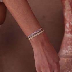 Bracelet ajustable ZYN Rose Gold Mauve - Fils d'or tressés