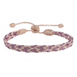 Bracelet ajustable ZYN Rose Gold Mauve - Fils d'or tressés - Maaÿaz